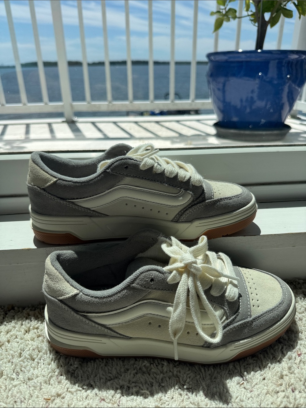 Vans Gray and Cream Low-Top Sneakers